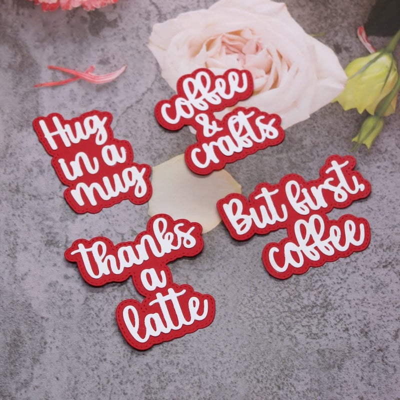 KSCRAFT Coffee Sentiment Shadow Words Metal Cutting Dies Stencils for DIY ScrapbookingPhoto Album Decorative Embossing DIY Paper Cards
