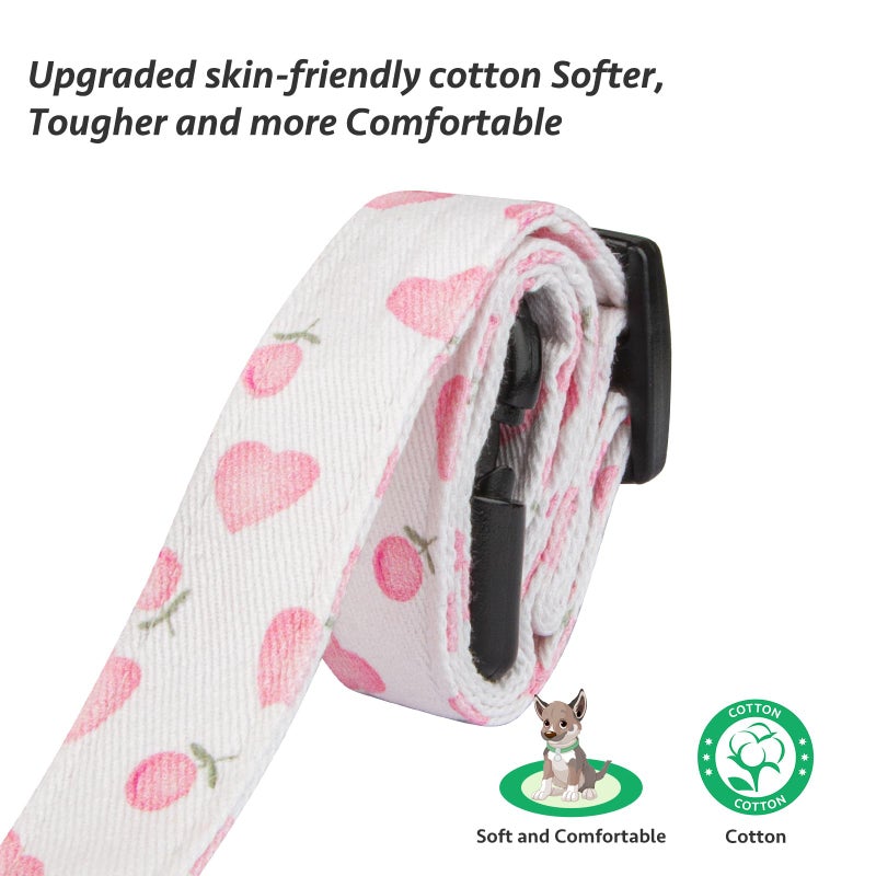 FYEQYAOU Cotton Handmade Dog Collar Cute and Distinctive Patterns White and Pink Love Heart with Pendant for Girl Boy Dogs Collars L - Image 4