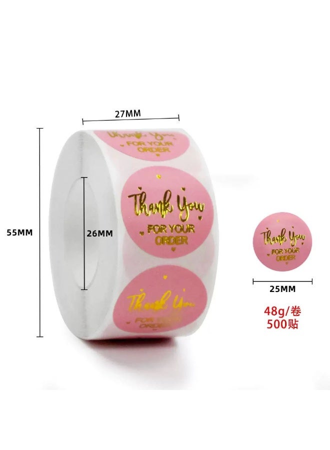 Pink Stickers with Golden Writing – Pack of 1  ( 500 Stickers )
