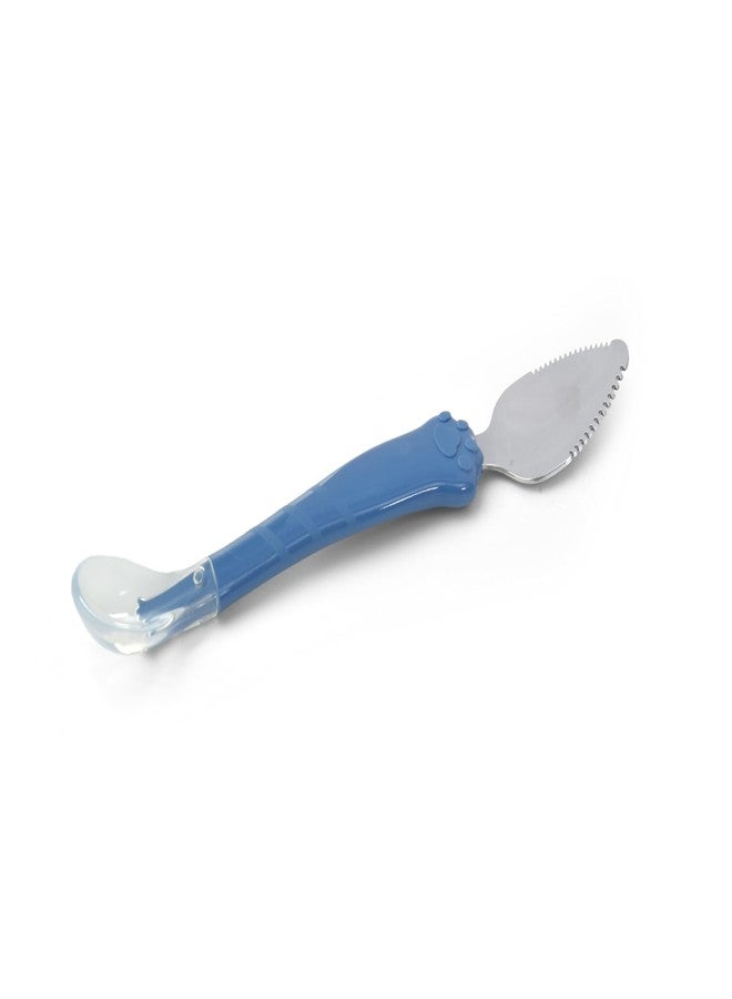 إيفن ملعقة طعام سيليكون متعددة الأغراض للأطفال، برأسين، لكشط الطين عن الطعام التكميلي، ولإطعام الأطفال، وملاعق تدريب للرضع، ومستلزمات الفطام (أزرق) - Image 1