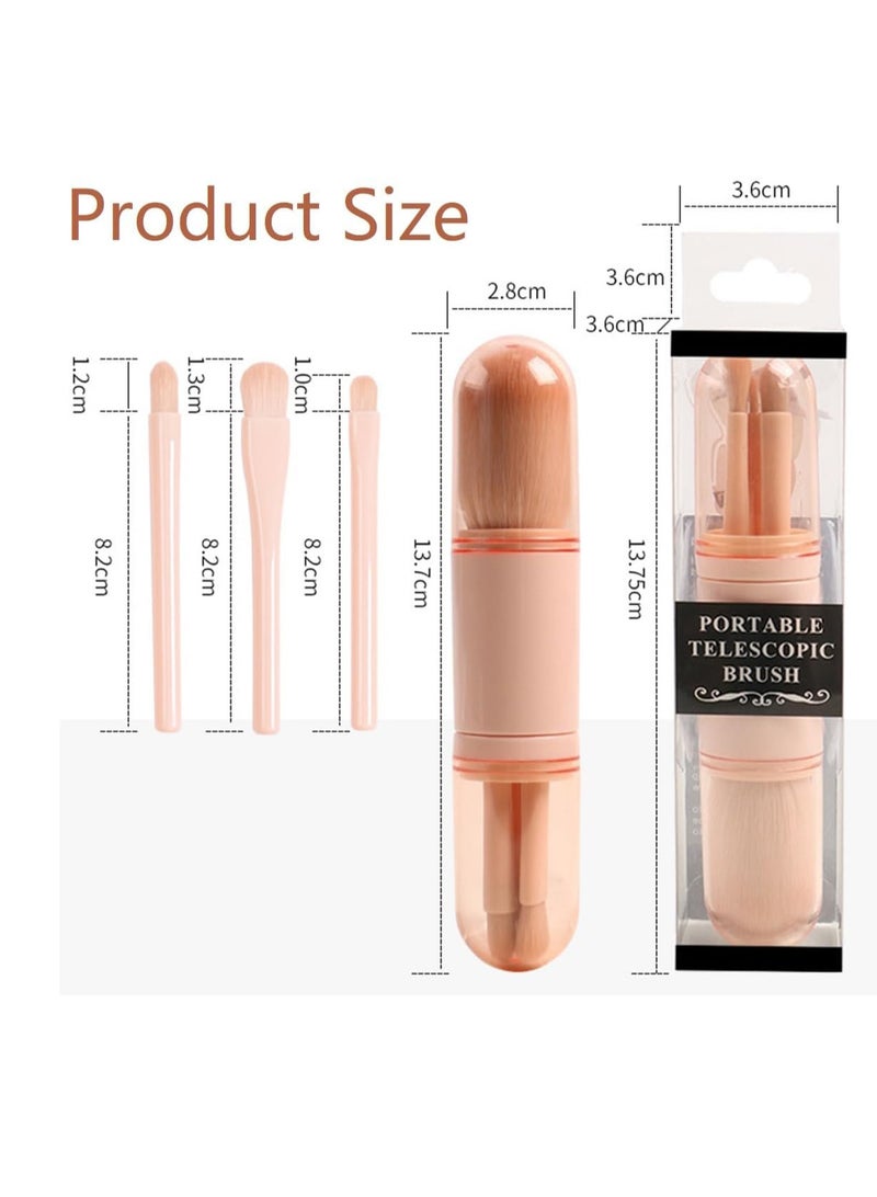 ECVV مجموعة فرش المكياج 4 في 1 من ECVV - مجموعة من 4 فرش تجميل مع حقيبة، فرشاة تغطية، فرشاة ظلال العيون، فرشاة الهايلايتر لمحبي المكياج والمبتدئين - Image 2