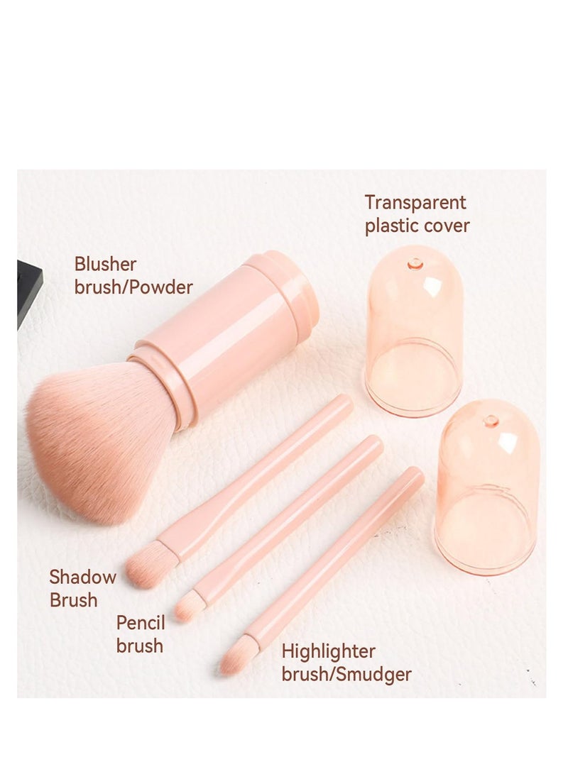 ECVV مجموعة فرش المكياج 4 في 1 من ECVV - مجموعة من 4 فرش تجميل مع حقيبة، فرشاة تغطية، فرشاة ظلال العيون، فرشاة الهايلايتر لمحبي المكياج والمبتدئين - Image 4