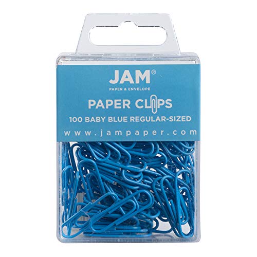 JAM PAPER Colorful Standard Paper Clips - Regular 1 Inch - Baby Blue Paperclips - 100/Pack - Image 5