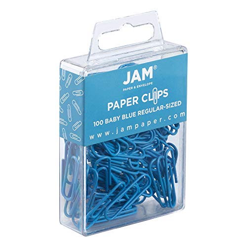 JAM PAPER Colorful Standard Paper Clips - Regular 1 Inch - Baby Blue Paperclips - 100/Pack - Image 2
