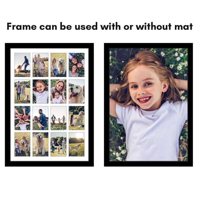 Americanflat 4x6 Collage Picture Frame with Polished Plexiglass - Multi Picture Frames Fit Sixteen 4x6 Photos or Use as One 18x26 Poster Frame for Wall Display - Signature Collection - Black - Image 4