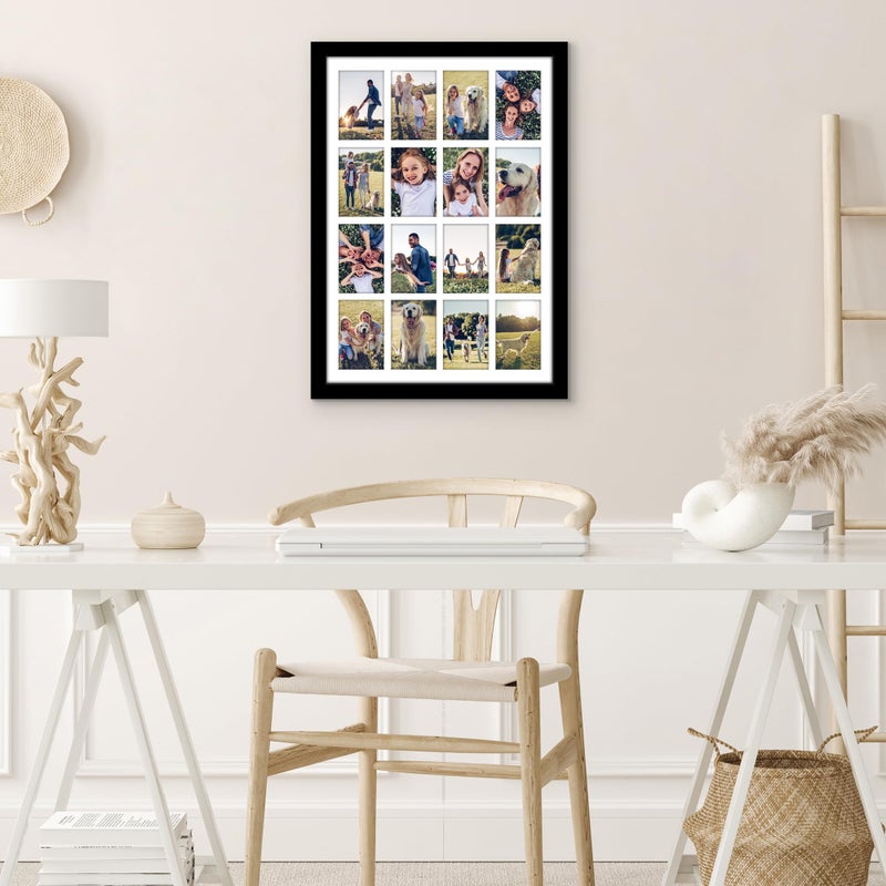 Americanflat 4x6 Collage Picture Frame with Polished Plexiglass - Multi Picture Frames Fit Sixteen 4x6 Photos or Use as One 18x26 Poster Frame for Wall Display - Signature Collection - Black - Image 5