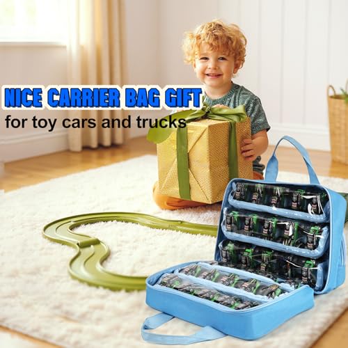 Craflakow Toy Trucks Carry Case Compatible with 1:64 Scale Monster Trucks, with Front Display Pocket-Holds 32 Toy Cars,Toy Car Storage Bag Compatible with hot wheels Cars(Bag Only) - Image 5