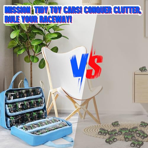 Craflakow Toy Trucks Carry Case Compatible with 1:64 Scale Monster Trucks, with Front Display Pocket-Holds 32 Toy Cars,Toy Car Storage Bag Compatible with hot wheels Cars(Bag Only) - Image 4