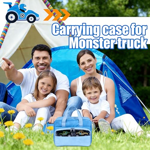 Craflakow Toy Trucks Carry Case Compatible with 1:64 Scale Monster Trucks, with Front Display Pocket-Holds 32 Toy Cars,Toy Car Storage Bag Compatible with hot wheels Cars(Bag Only) - Image 3