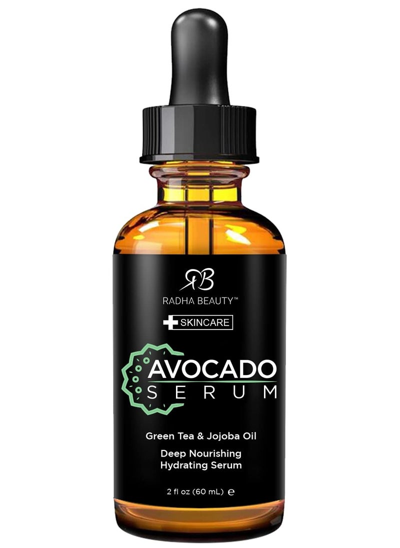 Radha beauty Radha Beauty 2oz Avocado Facial Serum with Hyaluronic Acid, Vitamin E, Jojoba & Green Tea - Moisturizing & Anti-Aging Formula  - Image 1