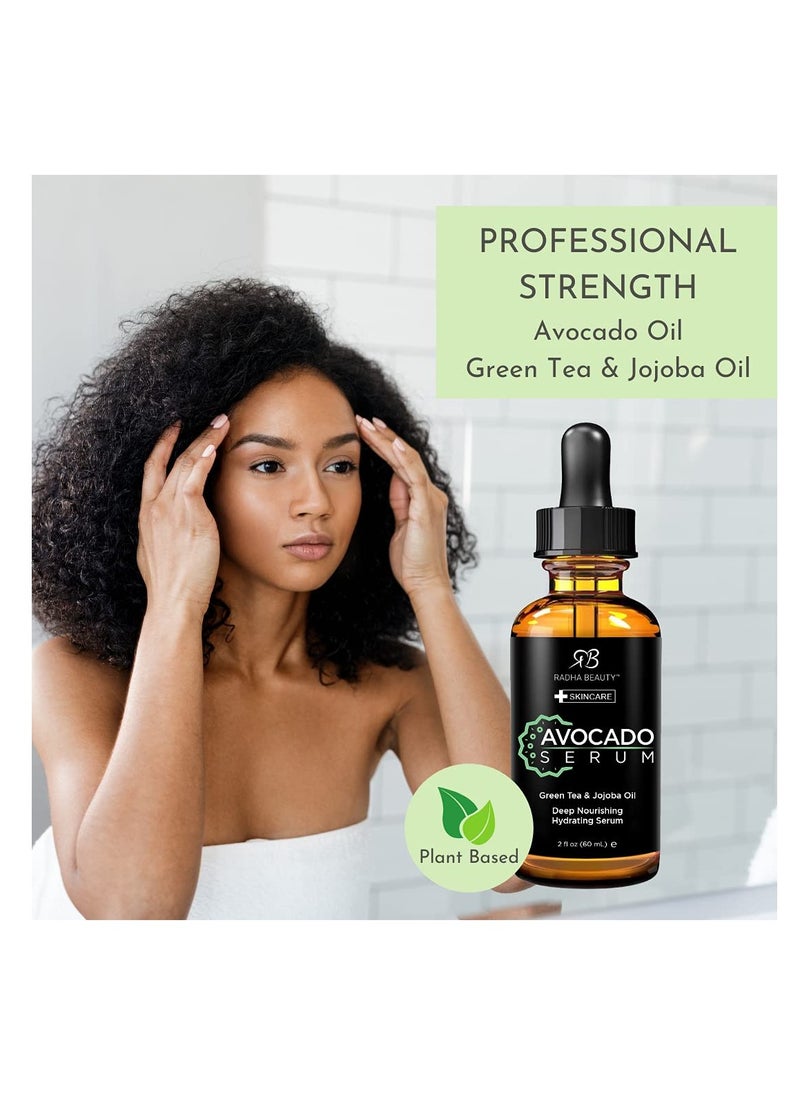 Radha beauty Radha Beauty 2oz Avocado Facial Serum with Hyaluronic Acid, Vitamin E, Jojoba & Green Tea - Moisturizing & Anti-Aging Formula  - Image 3