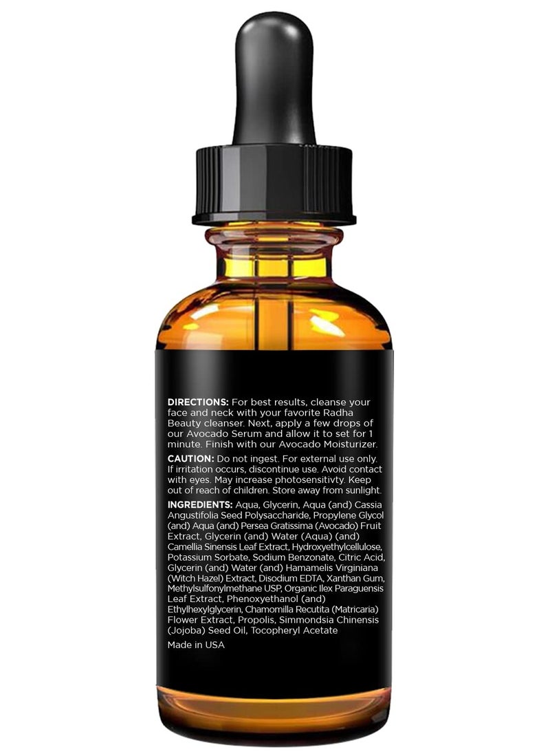 Radha beauty Radha Beauty 2oz Avocado Facial Serum with Hyaluronic Acid, Vitamin E, Jojoba & Green Tea - Moisturizing & Anti-Aging Formula  - Image 4