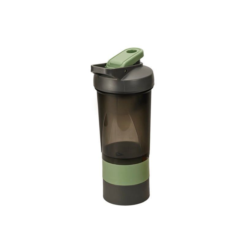 Herevin Polypropylene 500ml Gym Shaker Bottle with 2 Small Storage Containers, Leak-Proof Protein Shaker, BPA-Free Sports & Fitness Bottle for Gym, Workout, Supplements, Travel  Black (Assorted Cap) - Image 2