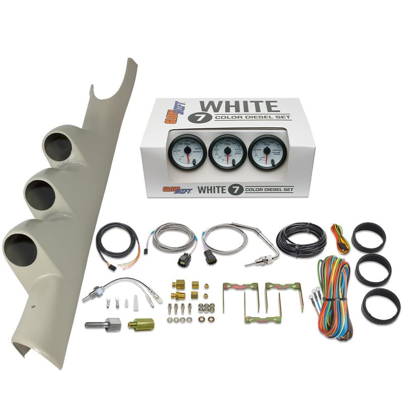GlowShift Diesel Gauge Package for Dodge Ram Cummins 2500 3500 (2003-2009) - White 7 Color Series - Image 1