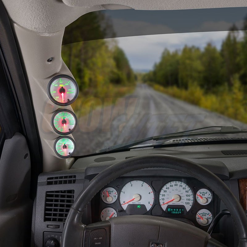 GlowShift Diesel Gauge Package for Dodge Ram Cummins 2500 3500 (2003-2009) - White 7 Color Series - Image 2