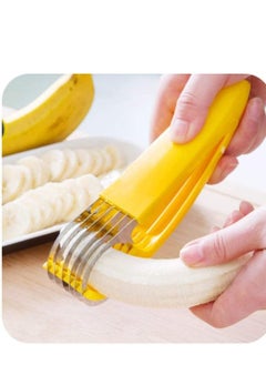 SYOSI Banana Slicer Abs Stainless Steel Fruit Salad Peeler Cutter Dishwasher Safe Kitchen Tools For Cucumber Sausage Strawberry Yellow  - Image 1
