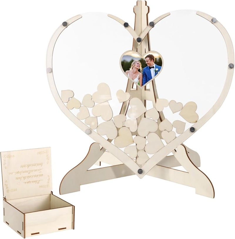 Wedding Guest Book With Wood Drop Box And Acrylic Panel Rustic Decor 13 X 12 8 Inch - Image 1