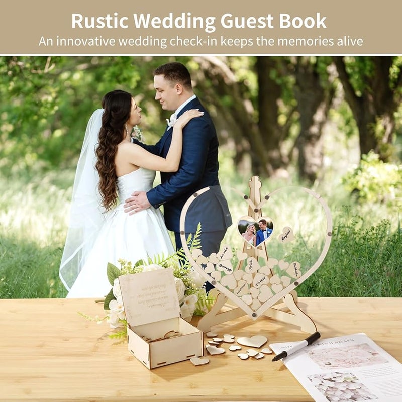 Wedding Guest Book With Wood Drop Box And Acrylic Panel Rustic Decor 13 X 12 8 Inch - Image 3