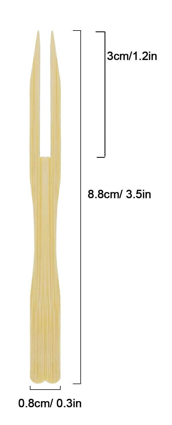 RIANZ Disposable Wooden Fruit Fork Sets Mini Fork for Snacks EcoFriendly Wooden Cutlery Bamboo Party Forks Mini Cocktail Picks Fruit Appetizers Dessert Forks 35 inches Pack of 100 pcs - Image 3