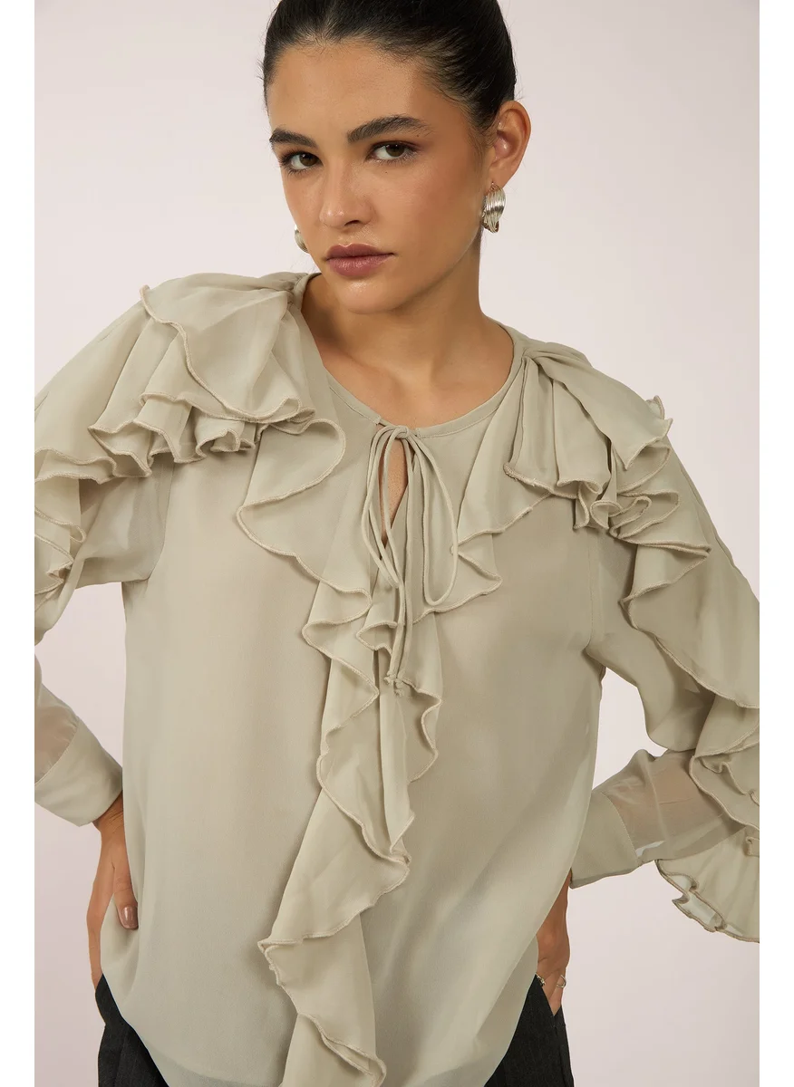 Virgio Virgio Women Rescued Poly Fabric V-Neck Regular Length Solid Cuff Sleeve Top