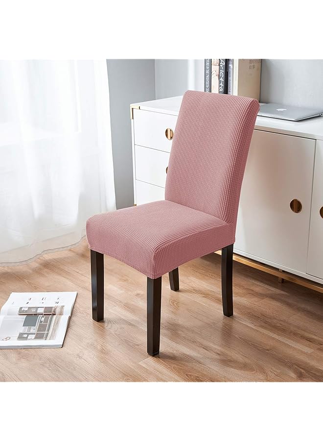 erorex Removable Washable Chair Covers Protector Seat Stretch Jacquard Polyester Spandex Anti Stain Dining Room Parsons Slipcovers Set Of 4Pcs Pink - Image 2