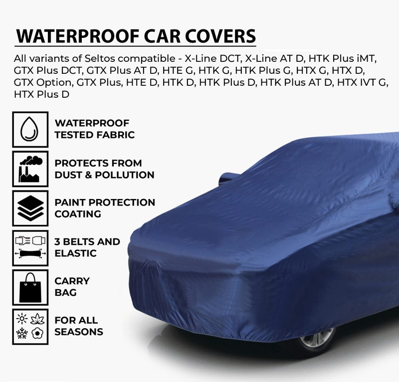 AutoGuys Car Cover Waterproof TF-I for Kia Seltos [Year 2019 Onwards] - Seltos Car Cover Dust & UV Protection Seltos Car Body Cover with Mirror Pocket Soft Cotton Lining - Image 2
