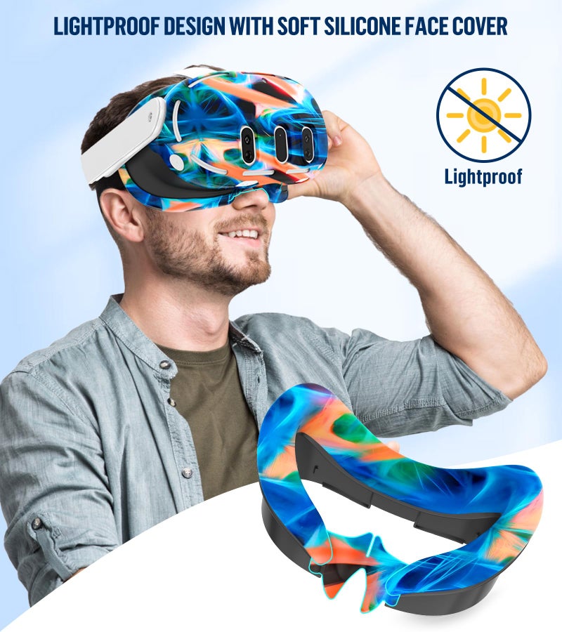 YRXVW Silicone Cover Set Compatible with Meta/Oculus Quest 3 Accessories, Controller Grips, VR Shell Cover, Facial Interface Cover, Protective Lens Cover, Tempered Glass Lens Caps, Not Fit Quest 3S - Image 5