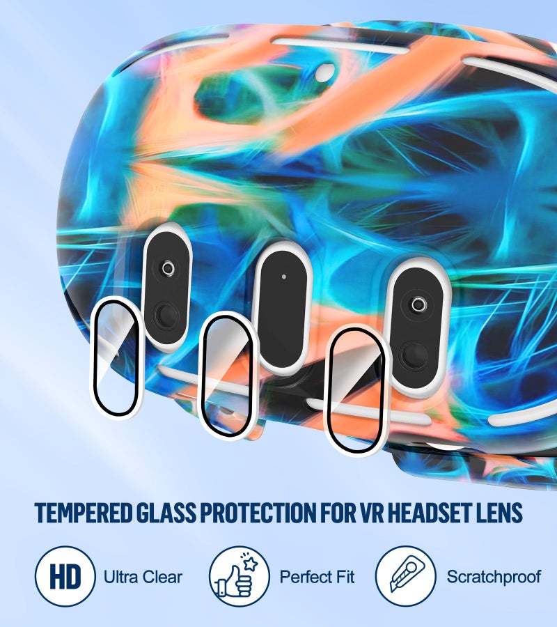 YRXVW Silicone Cover Set Compatible with Meta/Oculus Quest 3 Accessories, Controller Grips, VR Shell Cover, Facial Interface Cover, Protective Lens Cover, Tempered Glass Lens Caps, Not Fit Quest 3S - Image 4