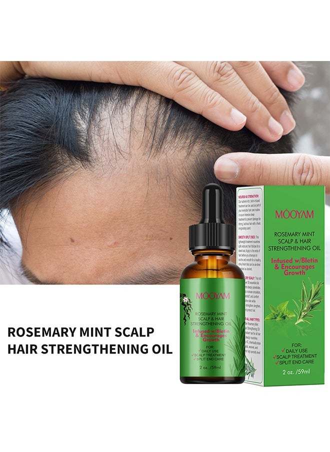MOOYAM - Rosemary Mint Scalp & Hair Strenghtening Oil - Rosemary Oil for Hair Growth Organic, 100% Pure Organic Rosemary Mint Scalp & Hair Strengthening Oil 59ml - Image 1