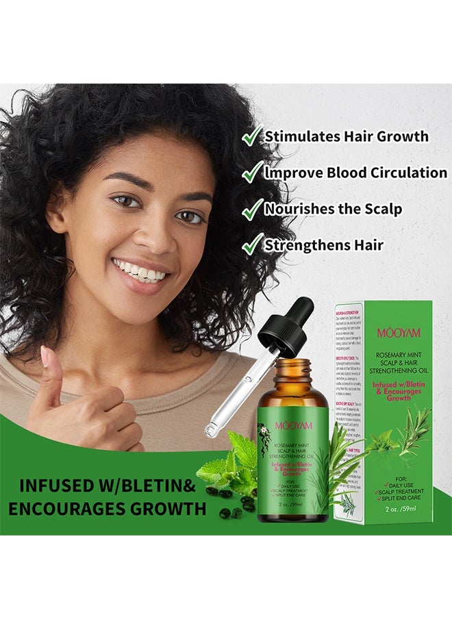 MOOYAM - Rosemary Mint Scalp & Hair Strenghtening Oil - Rosemary Oil for Hair Growth Organic, 100% Pure Organic Rosemary Mint Scalp & Hair Strengthening Oil 59ml - Image 1