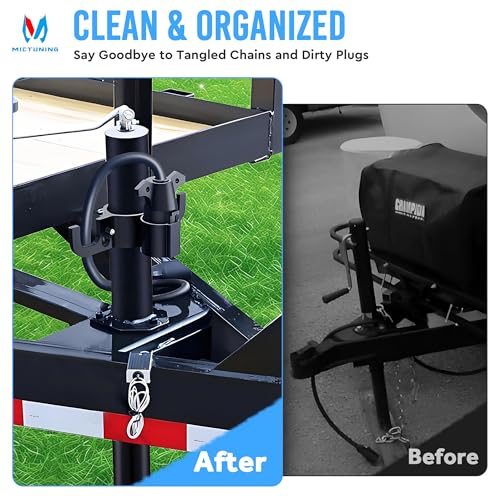 MICTUNING Upgraded Trailer Towing Organizer, 7 Way Plug Heavy Duty Trailer Chain Wire Harness Holder, Anti-Rust High Hardness Aluminum Metal RV Accessories - Image 2