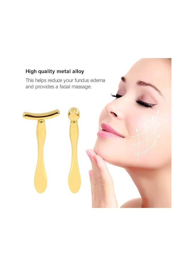 Rozino - 2PCS  Golden Metal Eye Cream Applicator Wand Stick - Facial Massager Tool for Reducing Puffiness, Dark Circles, and Fine Lines - Easy to Use, Gentle, and Reusable for Efficient Eye Care - Image 1