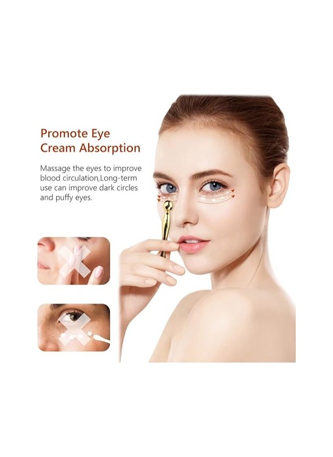 Rozino - 2PCS  Golden Metal Eye Cream Applicator Wand Stick - Facial Massager Tool for Reducing Puffiness, Dark Circles, and Fine Lines - Easy to Use, Gentle, and Reusable for Efficient Eye Care - Image 1