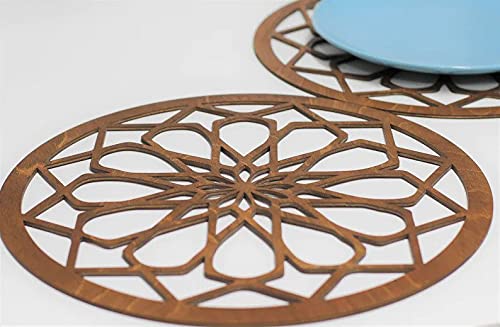 Tum Tum Bamboo Trivet Mat Set Multi Function Kitchen Bamboo and Wood Non-Slip Insulation Table Mat Hot Pads Tool for Hot Dishes/Pot/Bowl/Teapot/Coaster/Hot Pot Holders. (Walnut Wood, 19 * 19 6 pcs) - Image 5