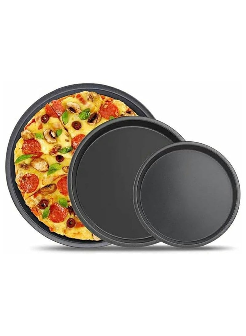 صينية بيتزا ضحلة مستديرة مقاس 6/8/9 بوصة صينية بيتزا منزلية صينية خبز بيتزا أدوات خبز الشواء - المواصفات: صينية بيتزا ضحلة مقاس 9 بوصة (ارتفاع 1.5 سم) - أسود - Image 2