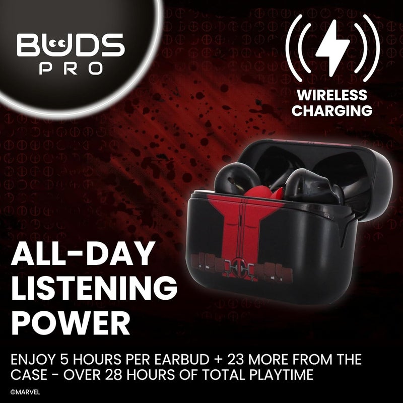 Cable Guys Guys Buds Pro Bundle - Marvel Deadpool Buds Pro Bundle Wireless Earbuds Small Tech Accessories & Phone Holder/Stand for Phone (iPhone, Samsung, Google Pixel) - Image 3