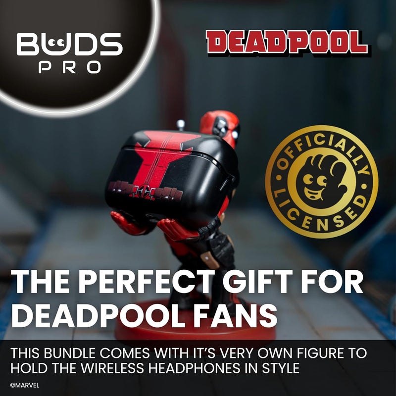 Cable Guys Guys Buds Pro Bundle - Marvel Deadpool Buds Pro Bundle Wireless Earbuds Small Tech Accessories & Phone Holder/Stand for Phone (iPhone, Samsung, Google Pixel) - Image 2