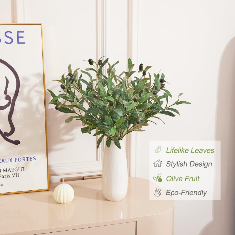 Heleze 5PCS Faux Olive Branches for Vase Fake Plants with 72 Leaves Artificial Greenery Stems Green Branch Decoration Indoor 18 Inch - Image 4