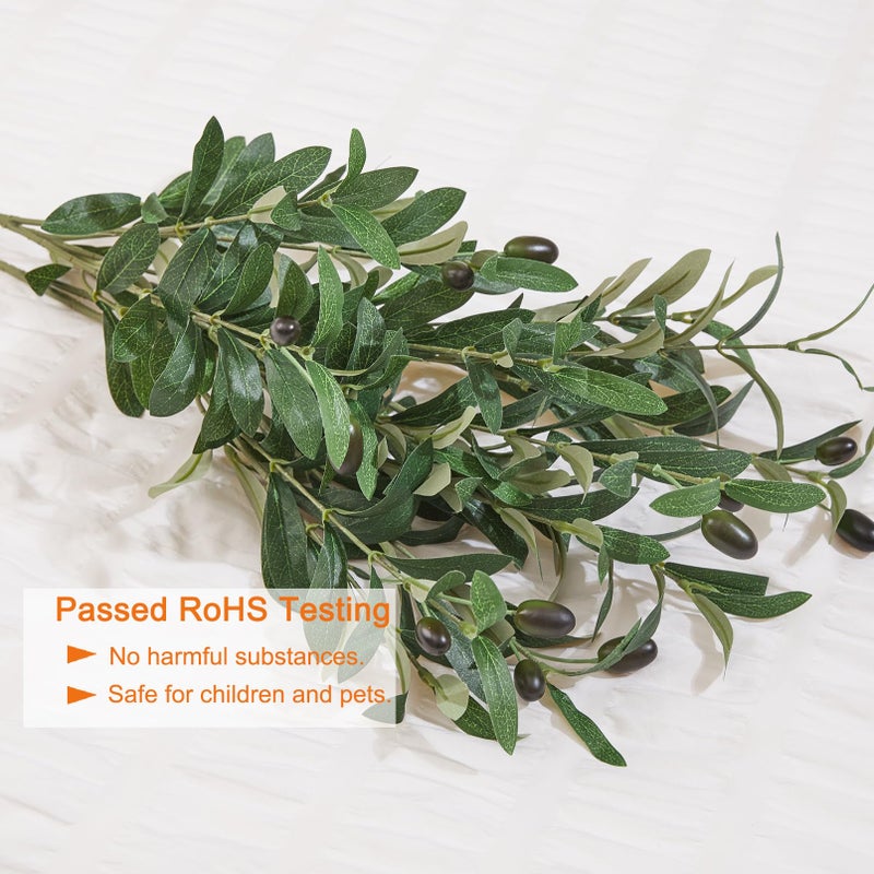 Heleze 5PCS Faux Olive Branches for Vase Fake Plants with 72 Leaves Artificial Greenery Stems Green Branch Decoration Indoor 18 Inch - Image 2