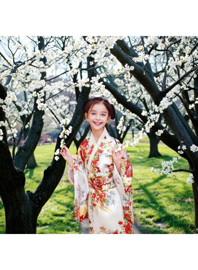 Japanese Traditional Dress Kimono Robe for Kids Girls Kids Costume Silk Folding Set Cosplay for Girls 3-12Year Olds - Image 2