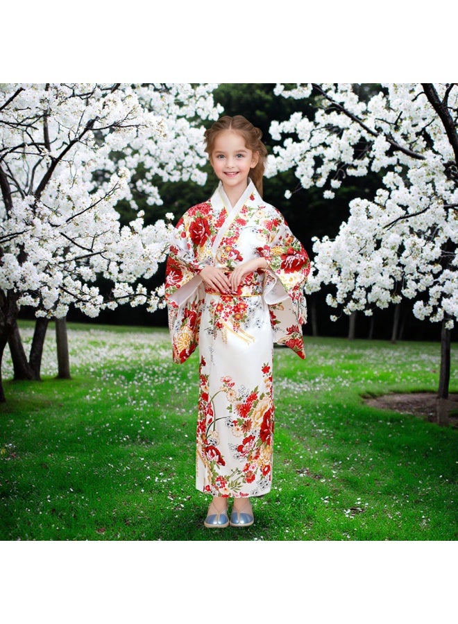 Japanese Traditional Dress Kimono Robe for Kids Girls Kids Costume Silk Folding Set Cosplay for Girls 3-12Year Olds - Image 3