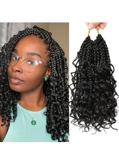 Eerya Eerya 8 Packs Boho Box Braids Crochet Hair for Black Women 8 Inch Goddess Box Braids Prelooped Bohemian Crochet Box Braids With Curly Ends Synthetic Crochet Hair Extensions 8 inch 1B 