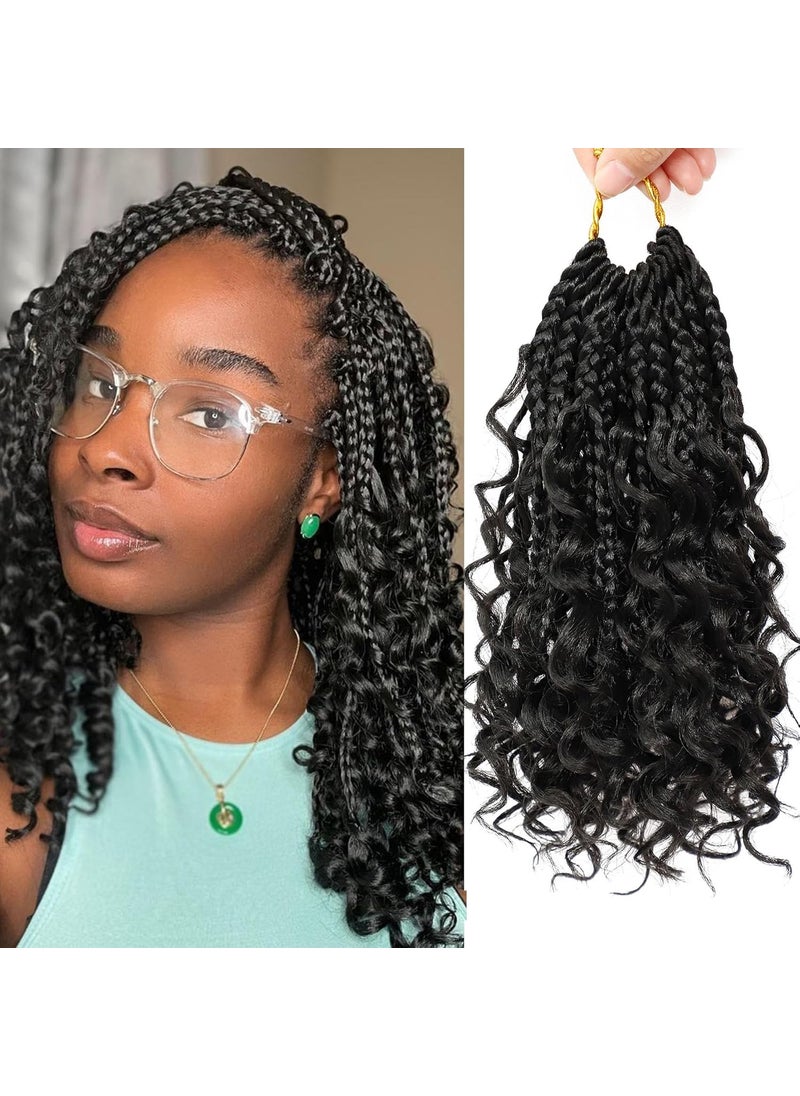 Eerya Eerya 8 Packs Boho Box Braids Crochet Hair for Black Women 8 Inch Goddess Box Braids Prelooped Bohemian Crochet Box Braids With Curly Ends Synthetic Crochet Hair Extensions 8 inch 1B 