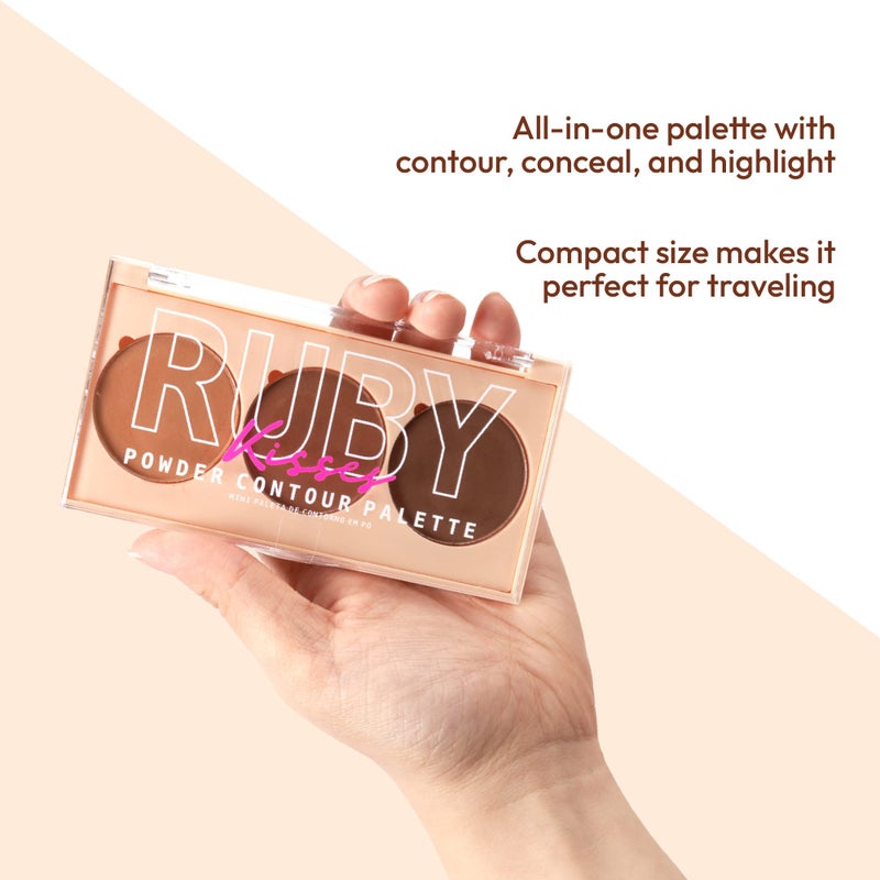 Ruby Kisses Contour Palette 3-in-1 Contour, Conceal, Highlight All-In-One Mini Palette, Long-Lasting, Easy to Blend Powder Contour Palette for All Skin Type - Image 4