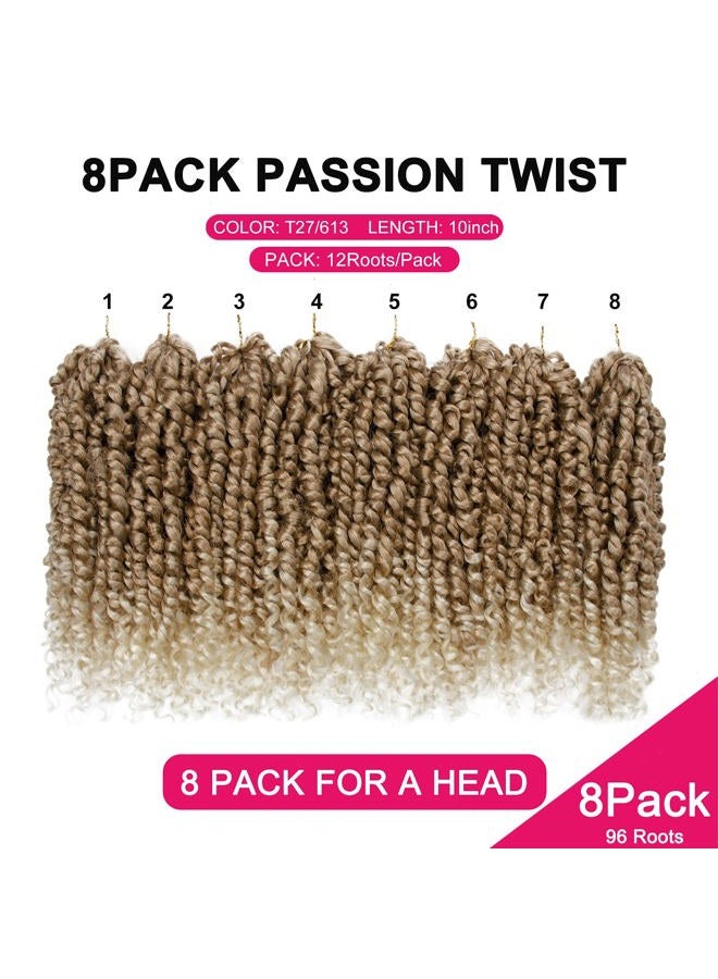 NAYOO Passion Twist Hair - 8 Packs 10 Inch Passion Twist Crochet Hair For Women, Crochet Pretwisted Curly Hair Passion Twists Synthetic Braiding Hair Extensions (10 Inch 8 Packs, T27/613) - Image 4