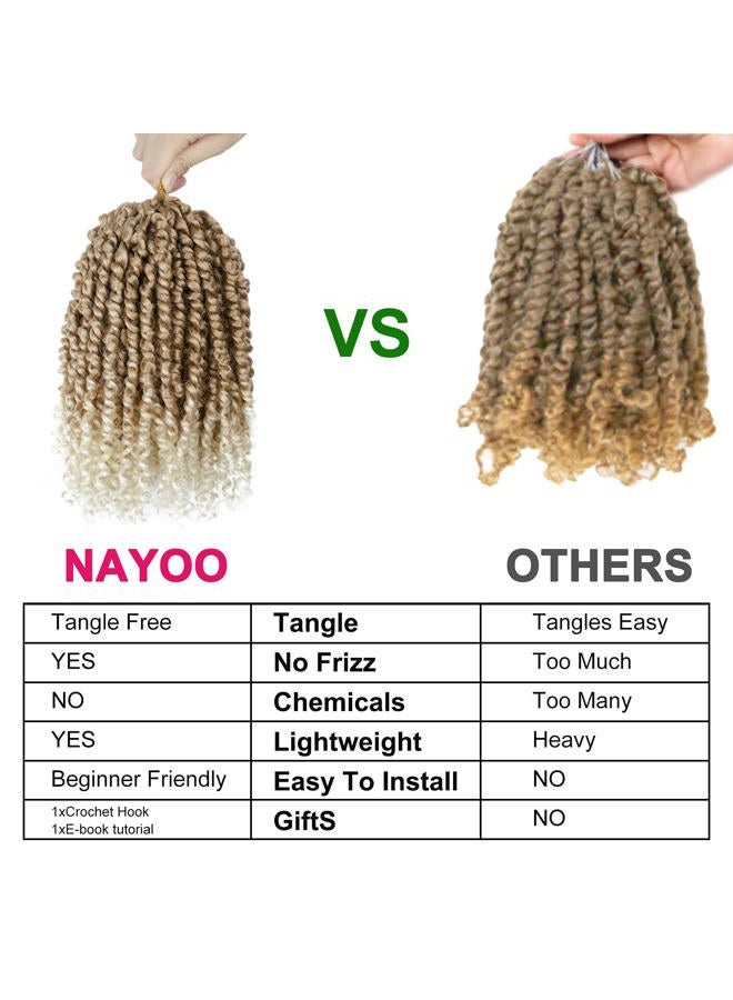 NAYOO Passion Twist Hair - 8 Packs 10 Inch Passion Twist Crochet Hair For Women, Crochet Pretwisted Curly Hair Passion Twists Synthetic Braiding Hair Extensions (10 Inch 8 Packs, T27/613) - Image 5