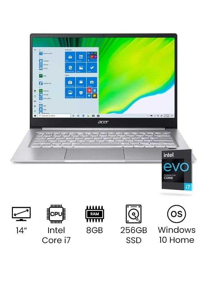 Acer Swift 3 SF314-59-75QC Laptop With 14-Inch Full HD Display, Core i7-1165G7 Processor/8GB RAM/256GB NVMe SSD/Windows/Intel Iris Xe Graphics /International Version English Pure Silver - Image 1