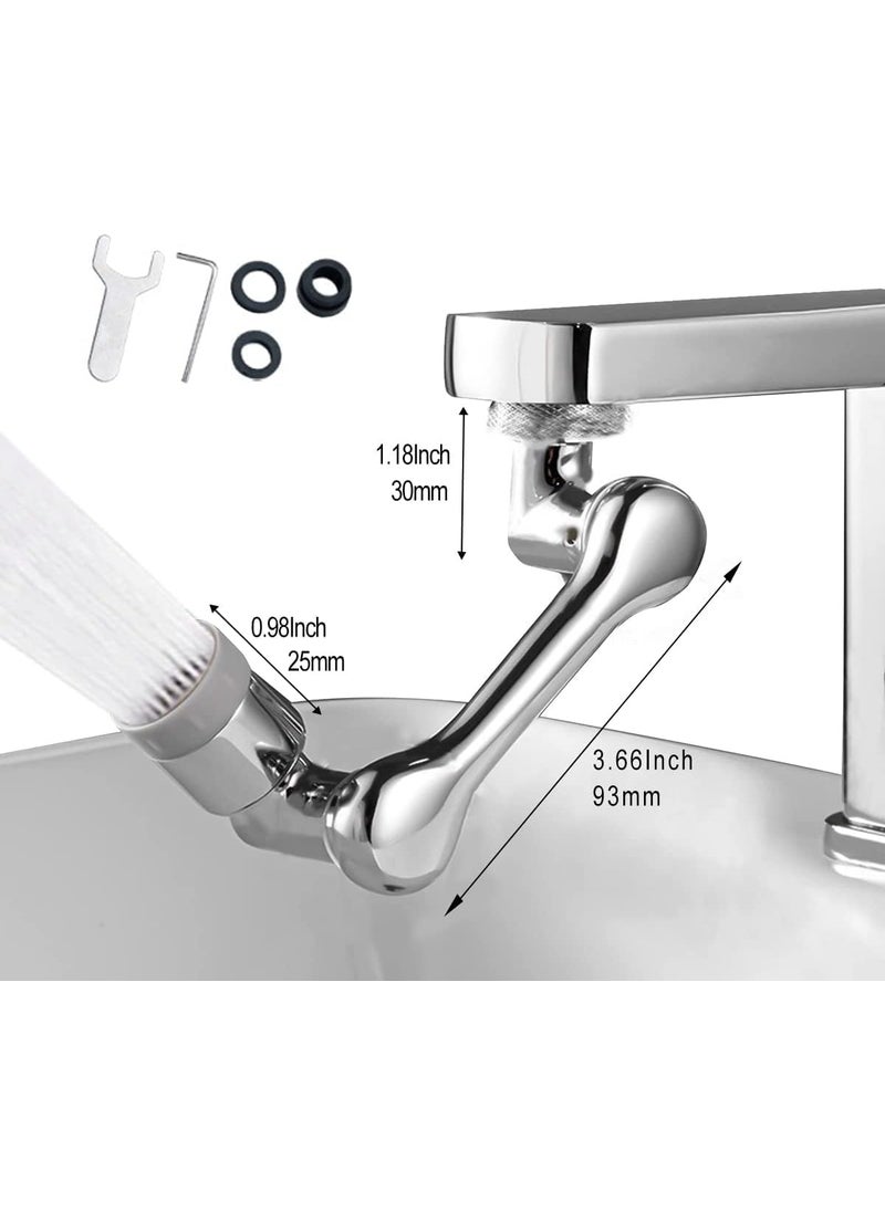 1080 Rotating Faucet Aerator Universal Splash Filter Faucet 1080 Degree Big Angle Swivel Faucet Extender Aerator Kitchen Tap Extend Bathroom Sink Gargle Face Wash Faucets Bubbler Dual Mode