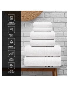 Infinitee Xclusives Premium White Bath Towel Set - 100% Turkish Cotton 2 Bath Towels, 2 Hand Towels, 2 Washcloths - Soft, Absorbent, Durable – Quick Dry - Perfect for Daily Use by Infinitee Xclusives  - Image 5