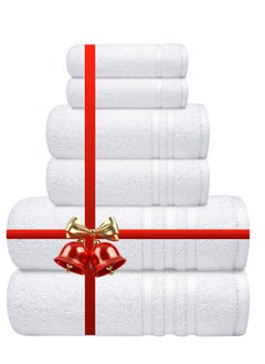 Infinitee Xclusives Premium White Bath Towel Set - 100% Turkish Cotton 2 Bath Towels, 2 Hand Towels, 2 Washcloths - Soft, Absorbent, Durable – Quick Dry - Perfect for Daily Use by Infinitee Xclusives  - Image 1